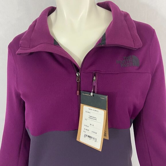 The North Face Women’s Tagen 1/4 Zip Fleece Sweater Purple & Gray Size S-P NWT - Picture 3 of 12